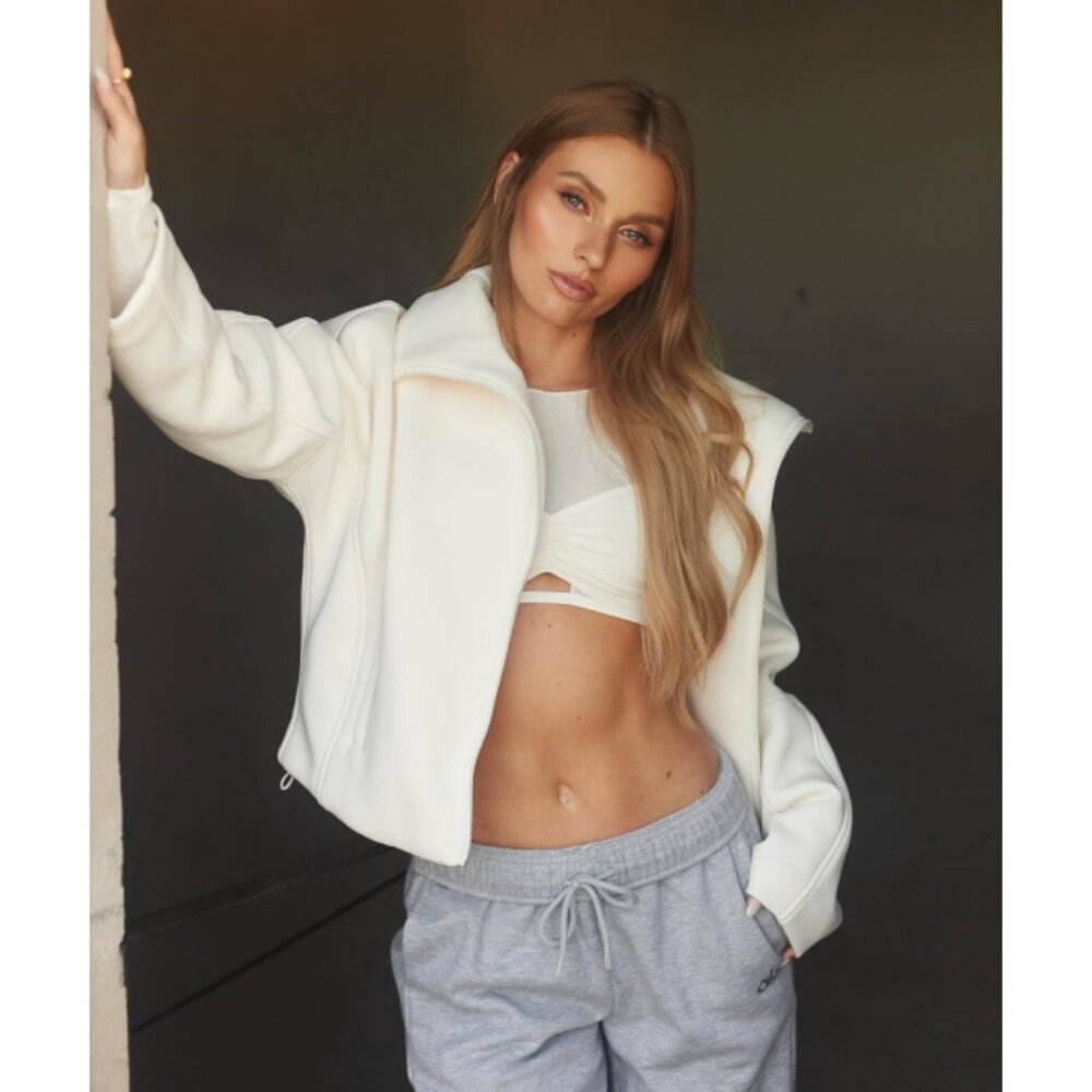 Alo Accolade Sweatpants Athletic Heathered Grey High-Rise Fleece Joggers Sweats - Picture 7 of 14